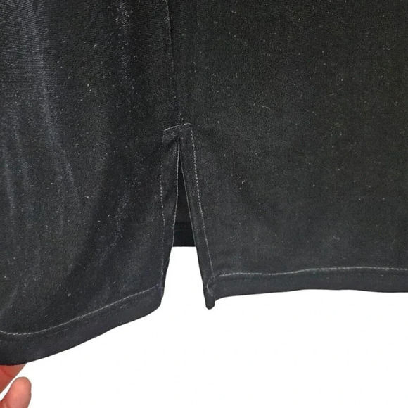 JD Stone Black Velvet Midi Dress Long Sleeve Size Medium Square Neckline - Picture 7 of 8